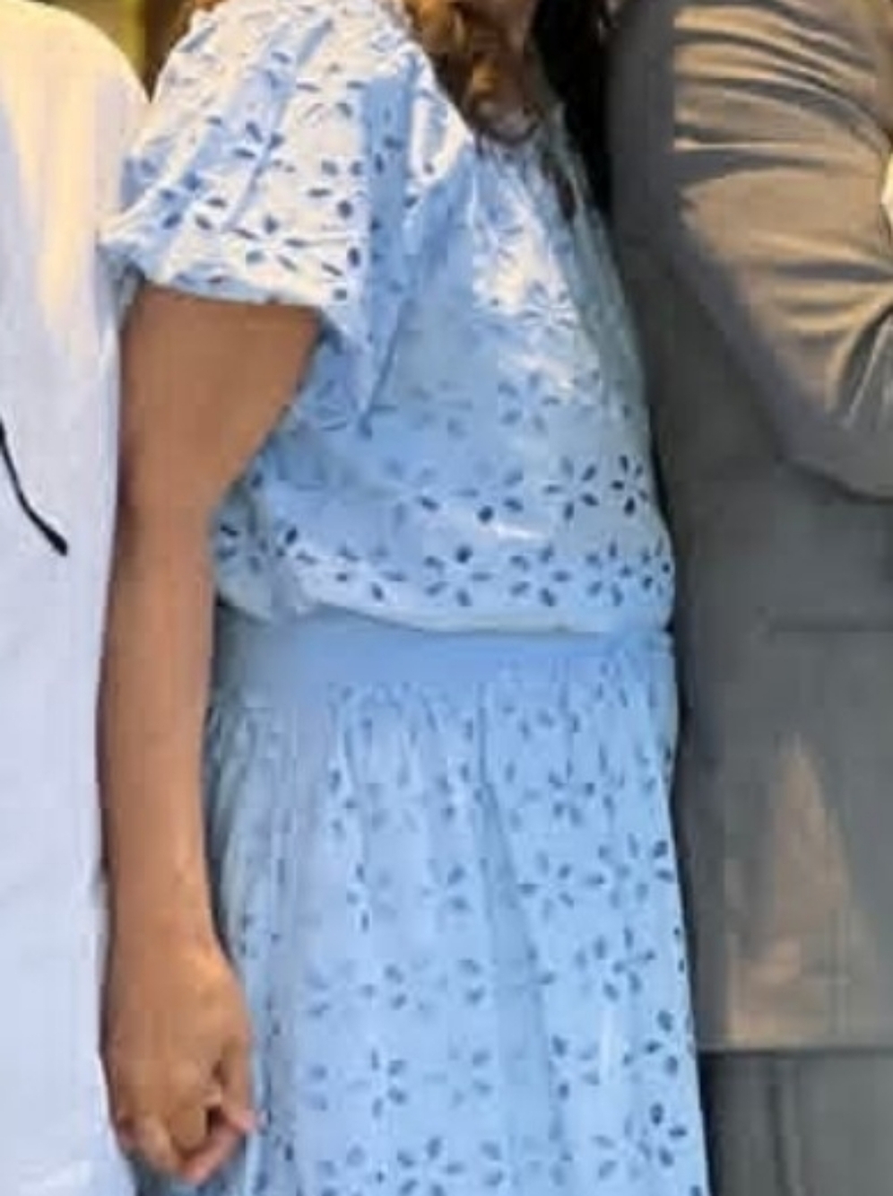 Blue Eyelet Midi Dress